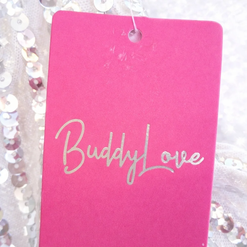 Buddy Love White Sequin High Rise Shorts NWT Glam Festival Party M